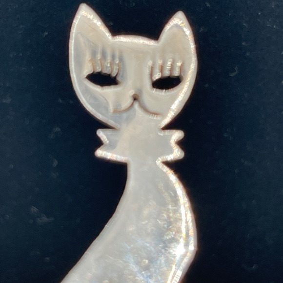 Vintage Taxco Mexico 925 Sterling Silver Kitty Cat  Brooch 8g 2.5" - Picture 2 of 6